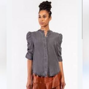NWT Muche Muchette Grey Denim Button down Blouse Size M/L